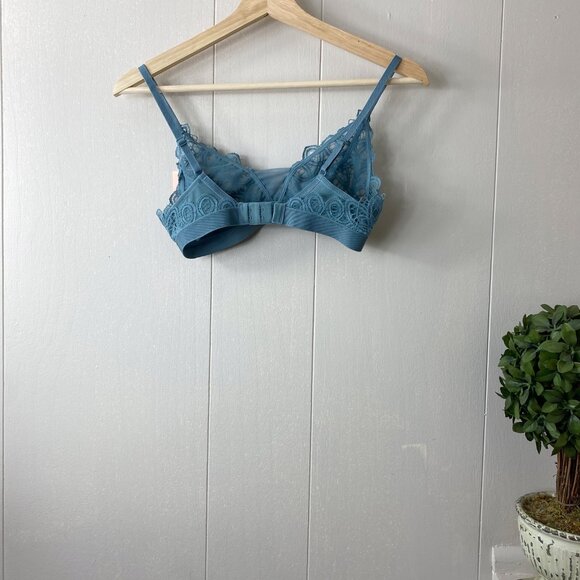 NWT Third Love Teal Blue Boho Lace Triangle Bralette Size Small - Picture 6 of 9